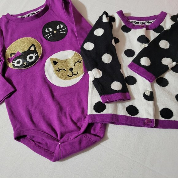 Gymboree Purrfectly Fabulous 12-18 month Used sweater & Bodysuit set - Picture 1 of 3